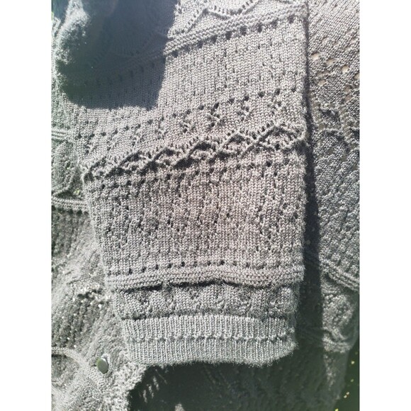 LA MAILLE SEZANE Keyla Black Cardigan Sz Sm Crochet Knit EUC 100% Organic Cotton - Picture 9 of 16
